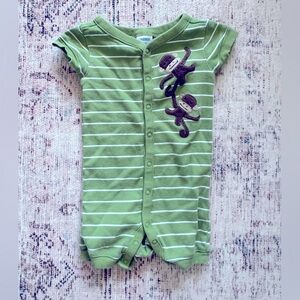 Gymboree Green and Brown Bodysuit Pajamas 6-12 months